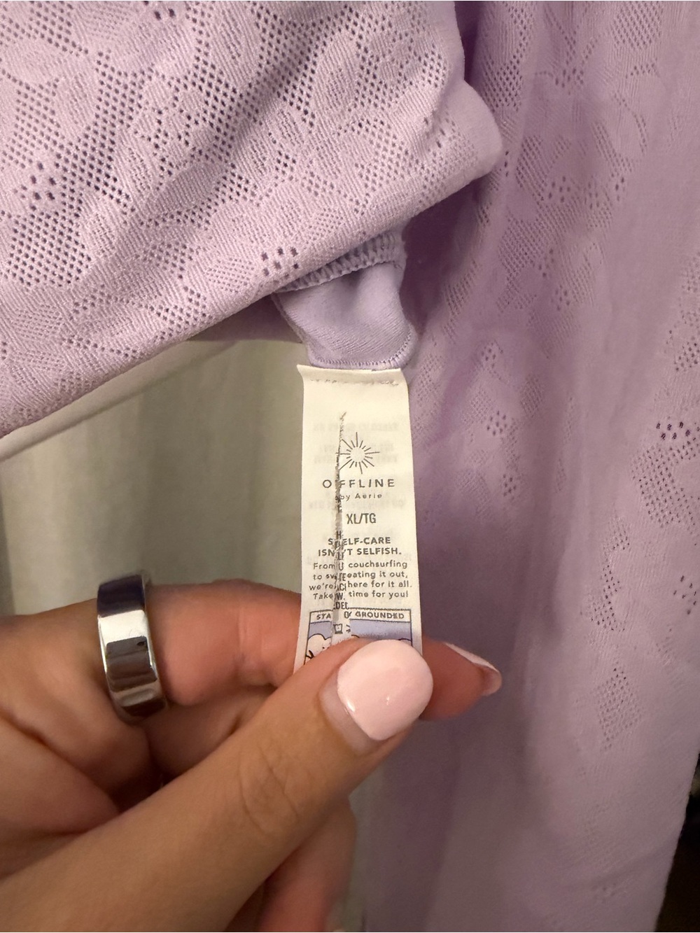 Aerie OFFLINE Lilac Square-Neck Long Sleeve Crop Top - Picture 2 of 2